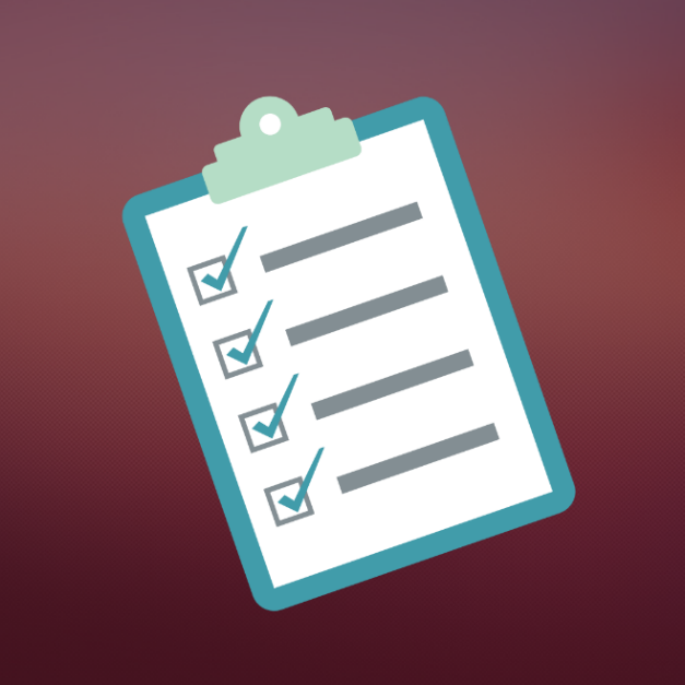 Checklist on maroon background